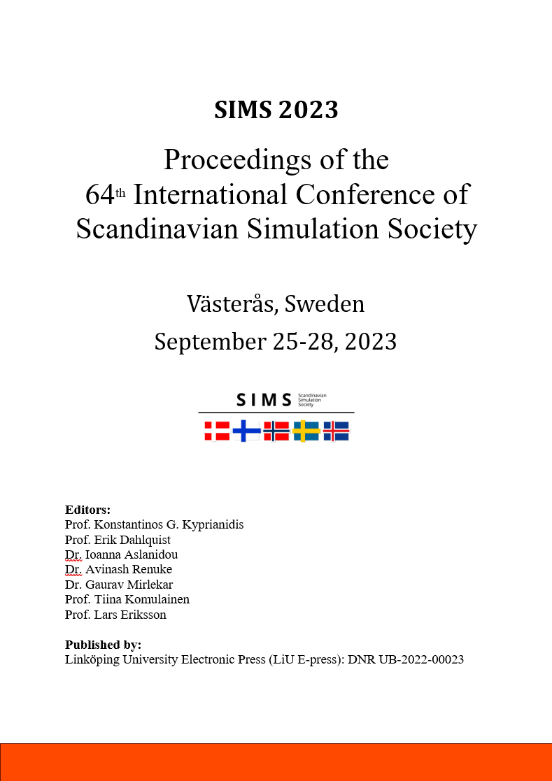 					View Proceedings of the 64th International Conference of Scandinavian Simulation Society, SIMS 2023 Västerås, Sweden, September 25-28, 2023
				